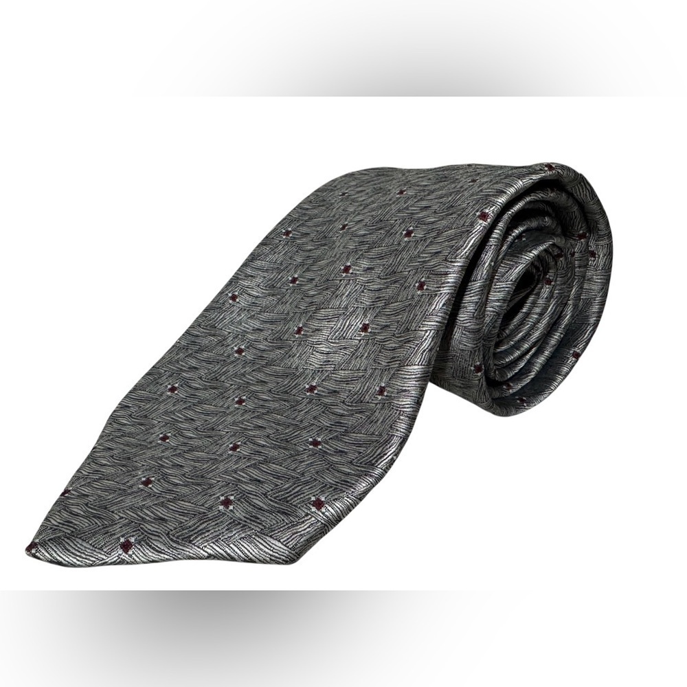 Givenchy Vintage Men's Poly/Silk Necktie Gray Silver Geometric Design